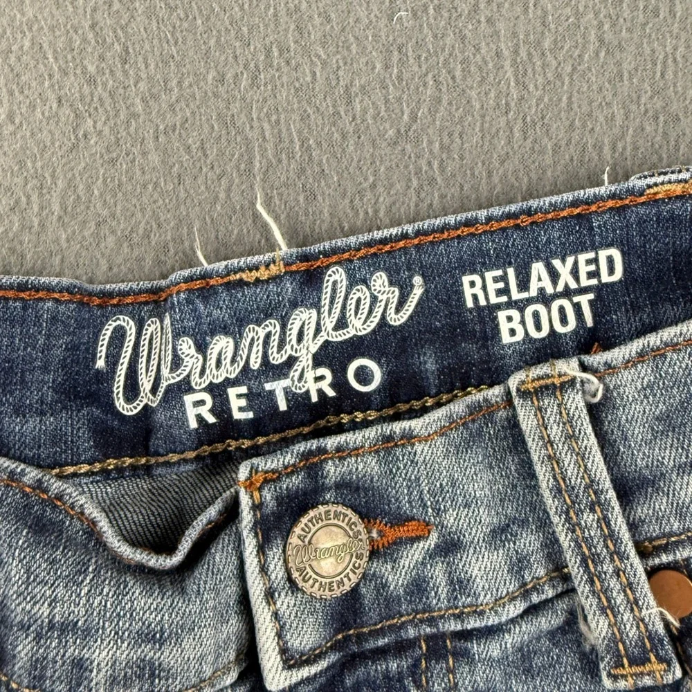 Wrangler Retro Jeans Mens 30x30 Blue Relaxed Boot Bootcut Acid Wash Rodeo Cowboy